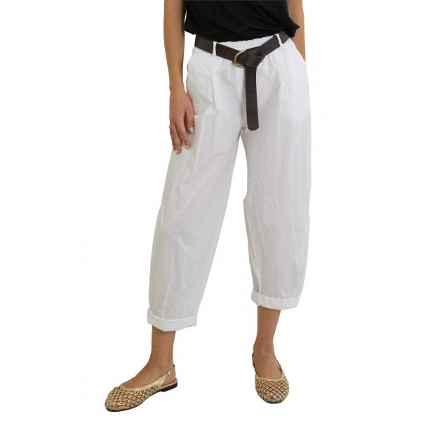 Pantalone morbido in cotone leggero con cinta "Olivia"